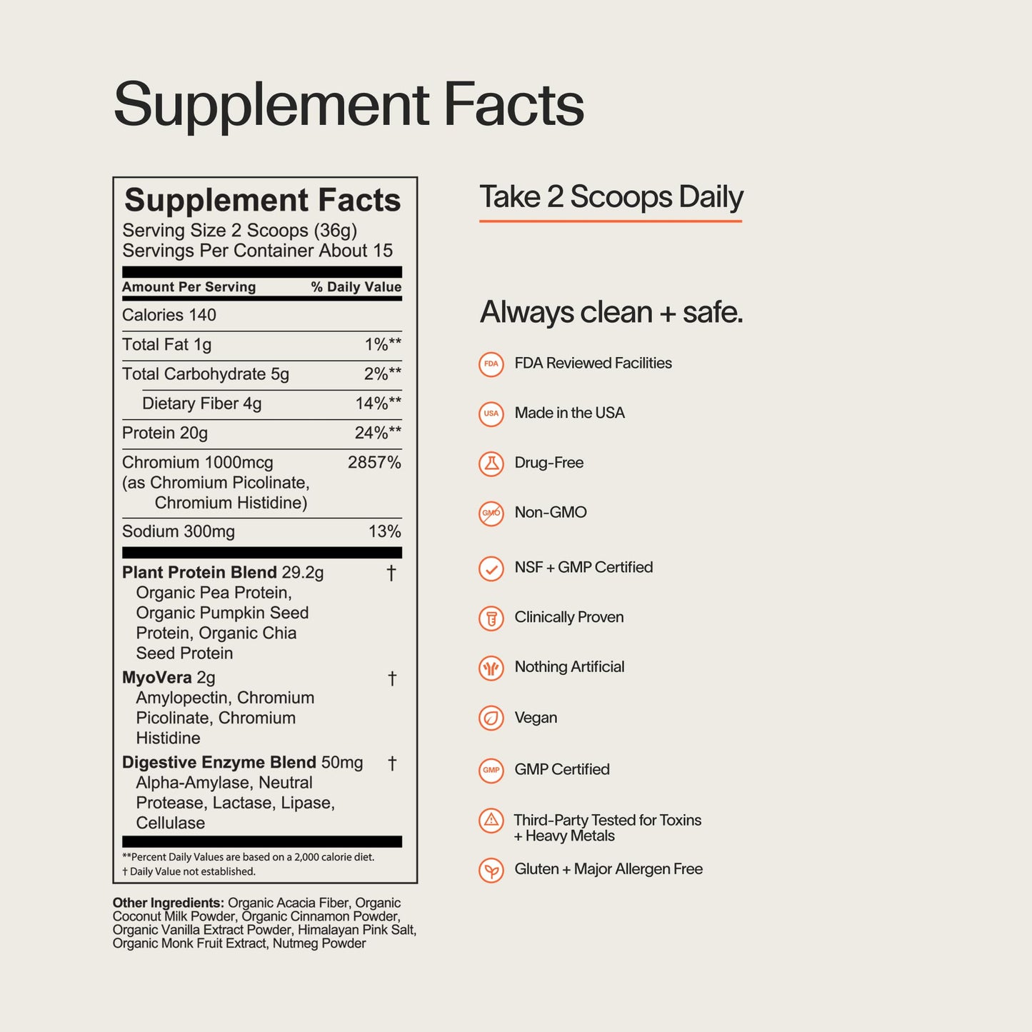 VERACITY SELFCARE Plant-Based Protein Powder Vanilla Cinnamon, 19 Servings