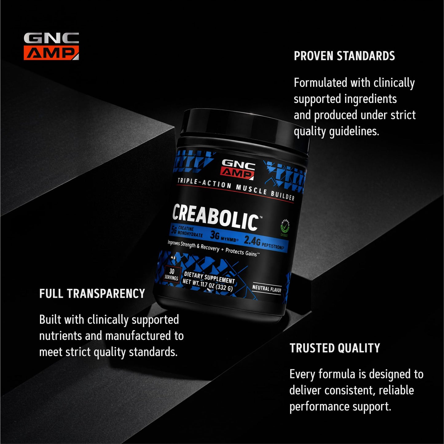 GNC AMP Creabolic Creatine Monohydrate Powder 11.7 Ounce