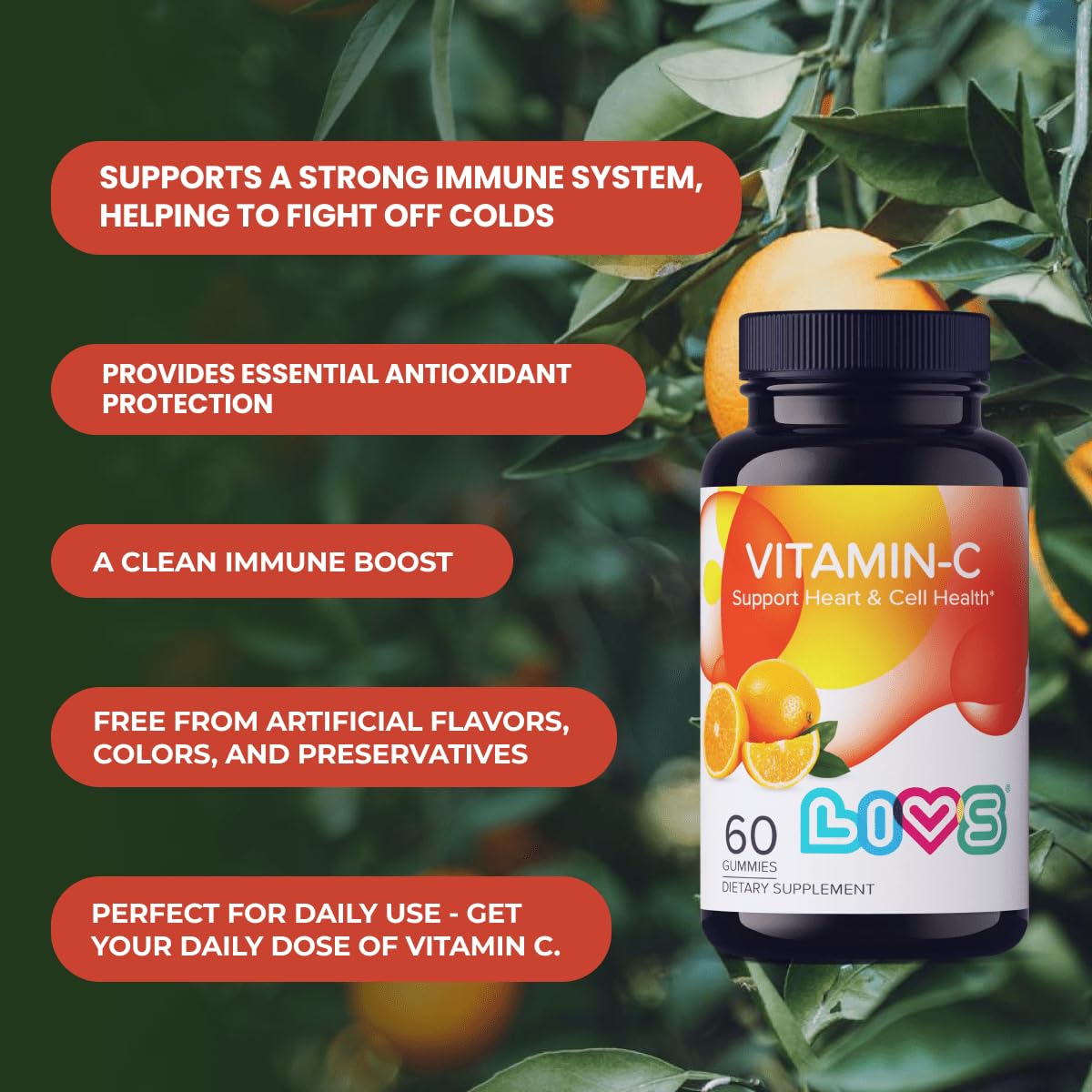 LIVS Vitamin C 250mg Gummies, 120 Count
