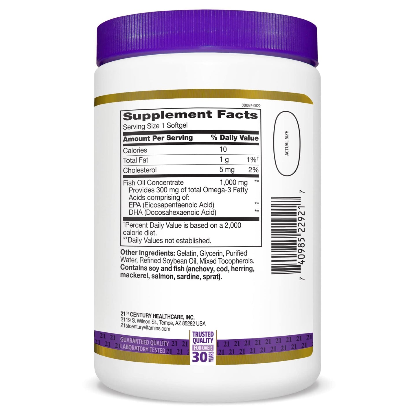 21st Century Fish Oil 1000 mg Softgel 300 Count