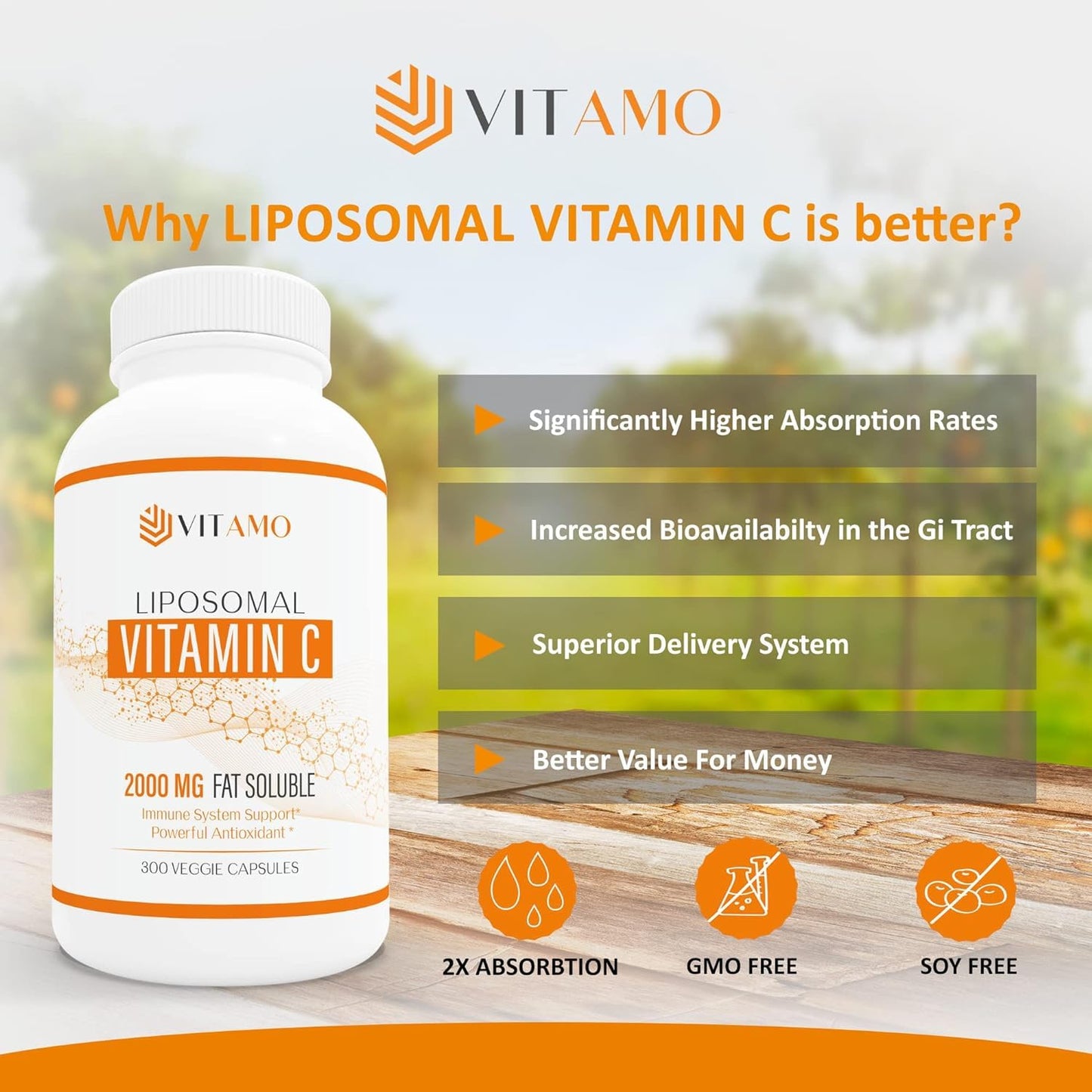 Vitamo Liposomal Vitamin C 2000mg Capsule, 300 Count