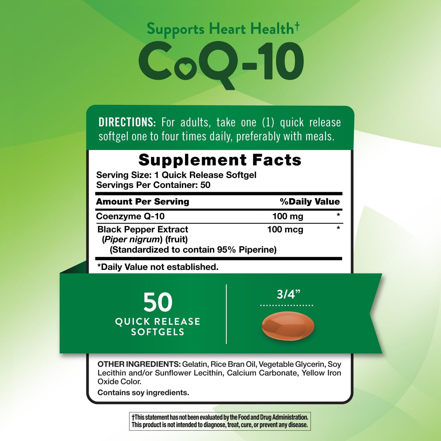 Nature's Truth CoQ10 100mg Softgels, 50 Count