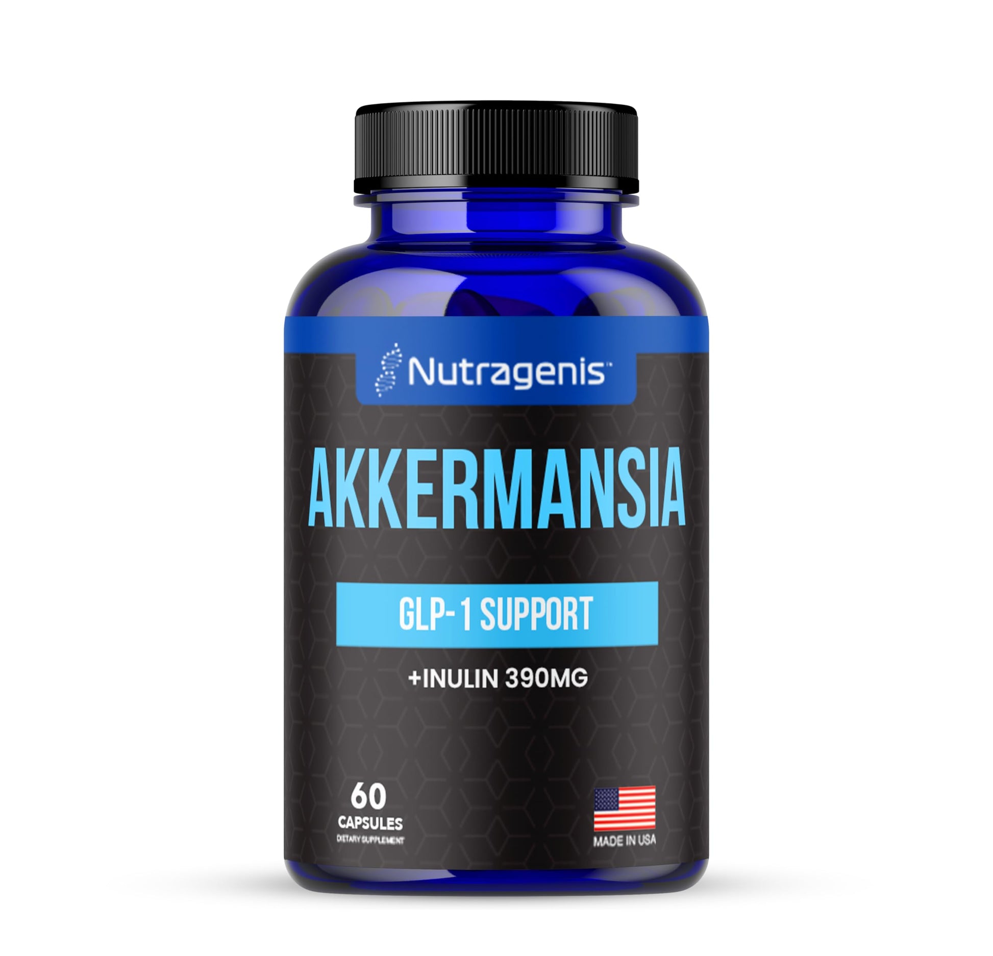 Nutragenis Akkermansia Muciniphila Probiotic Capsules 60 Count – 1 Billion AFU with 390 mg Inulin Prebiotic Fiber, Gut Health & Metabolism Support, Daily Probiotic for Men & Women