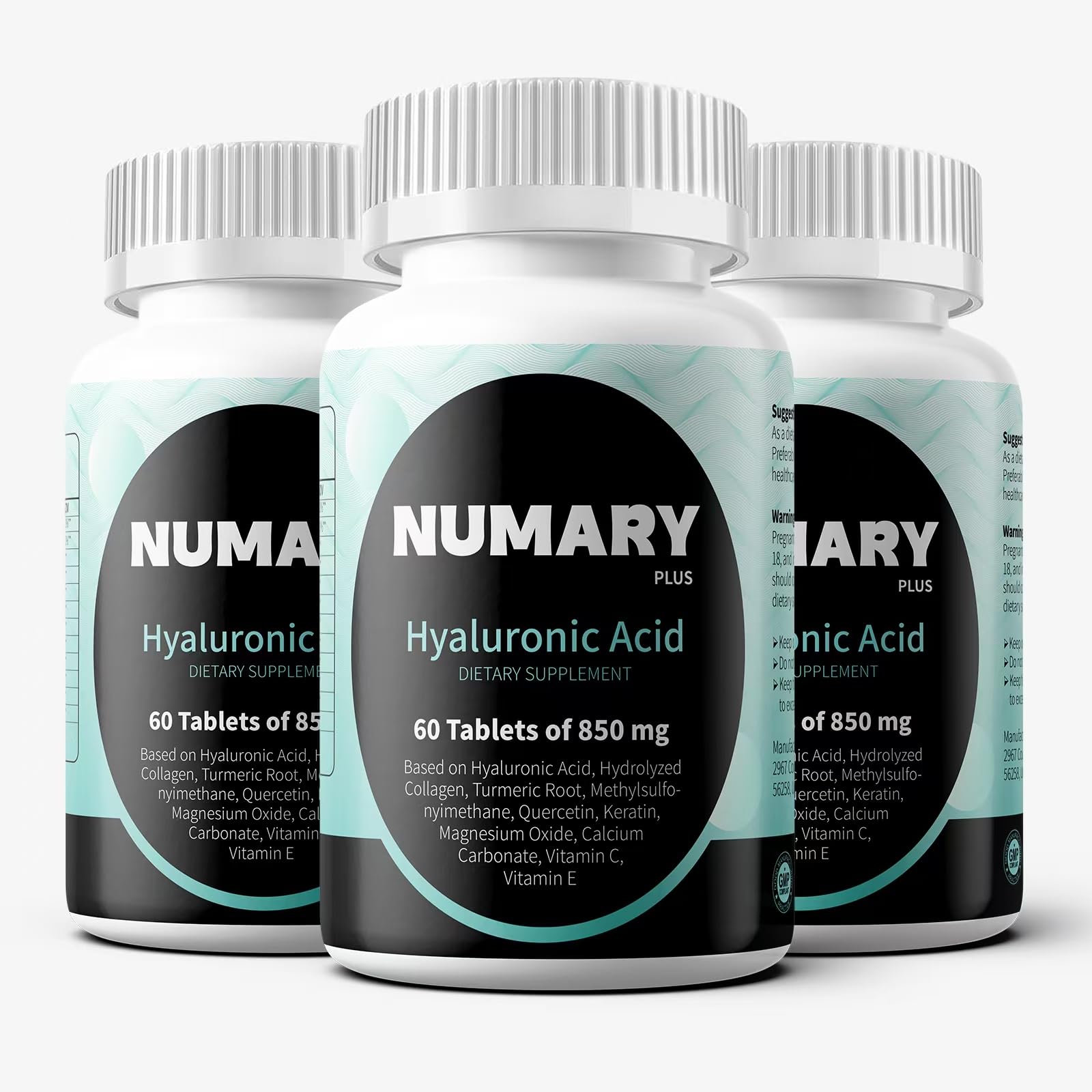 SILKMYST Hyaluronic Acid with Hydrolyzed Collagen MSM Turmeric Vitamin C 180 Tablets