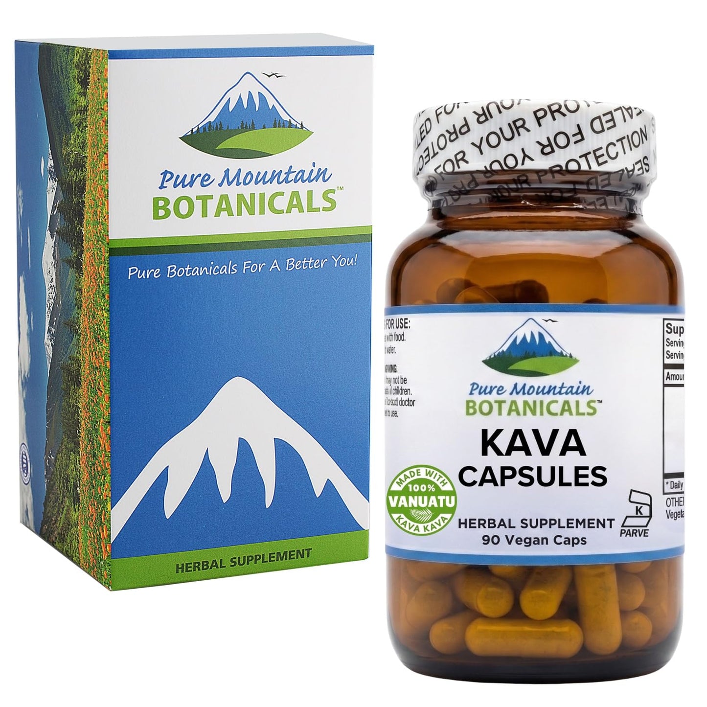 Pure Mountain Botanicals Kava Kava Capsules 90 Count