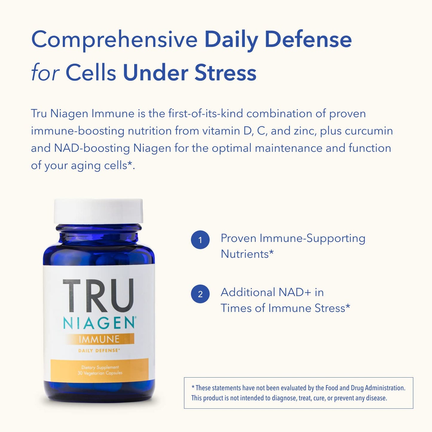 TRU NIAGEN Immune Support Daily Defense Niagen NAD Boosting 150mg Capsule, 30 Count