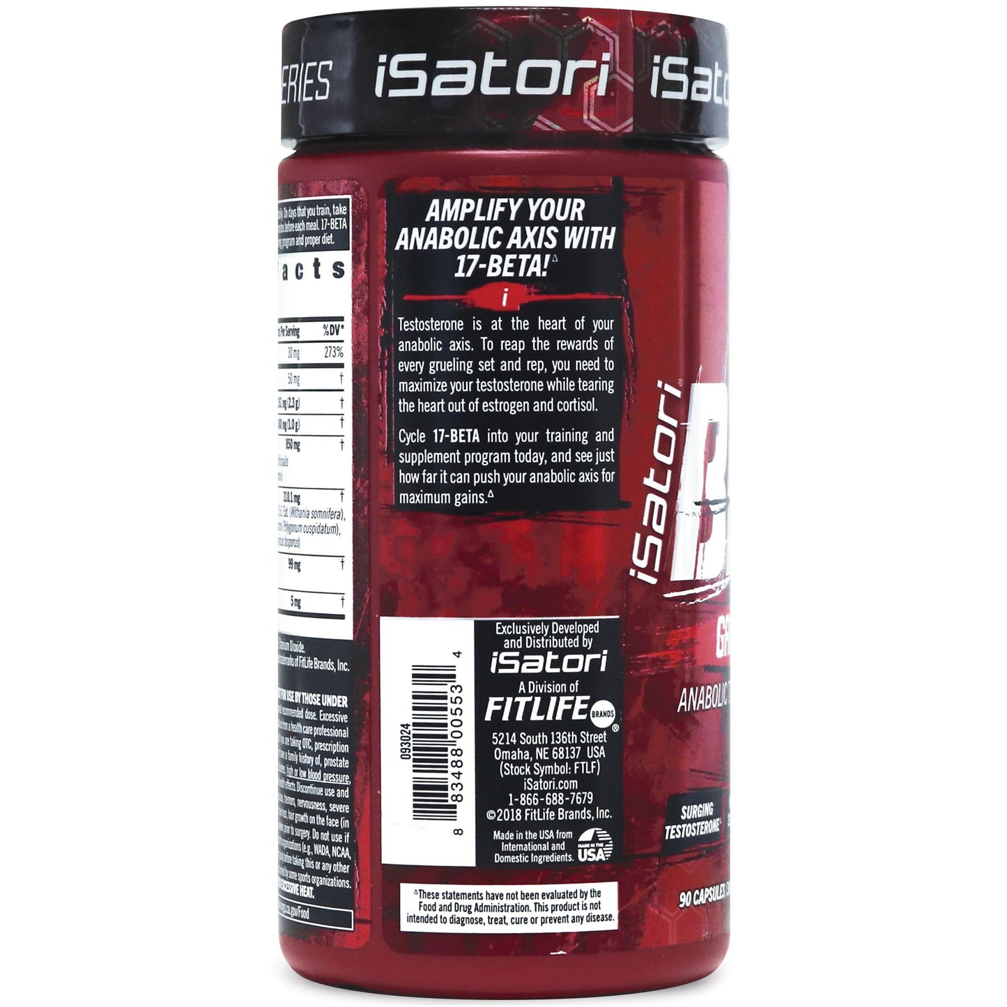 iSatori 17-Beta Anabolic Testosterone Booster Capsules, 90 Count