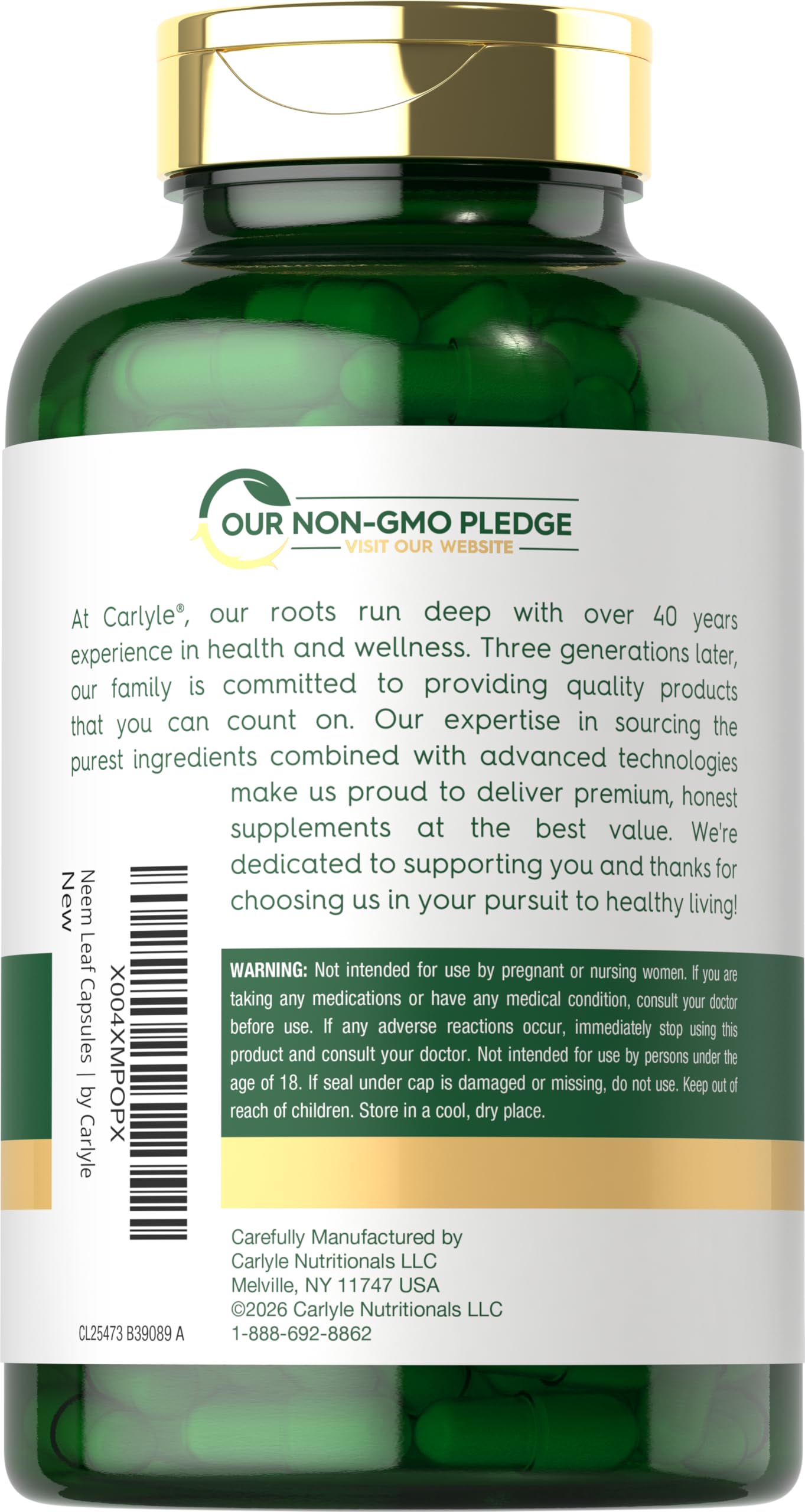 Carlyle Neem Leaf 950mg Capsules, 120 Count