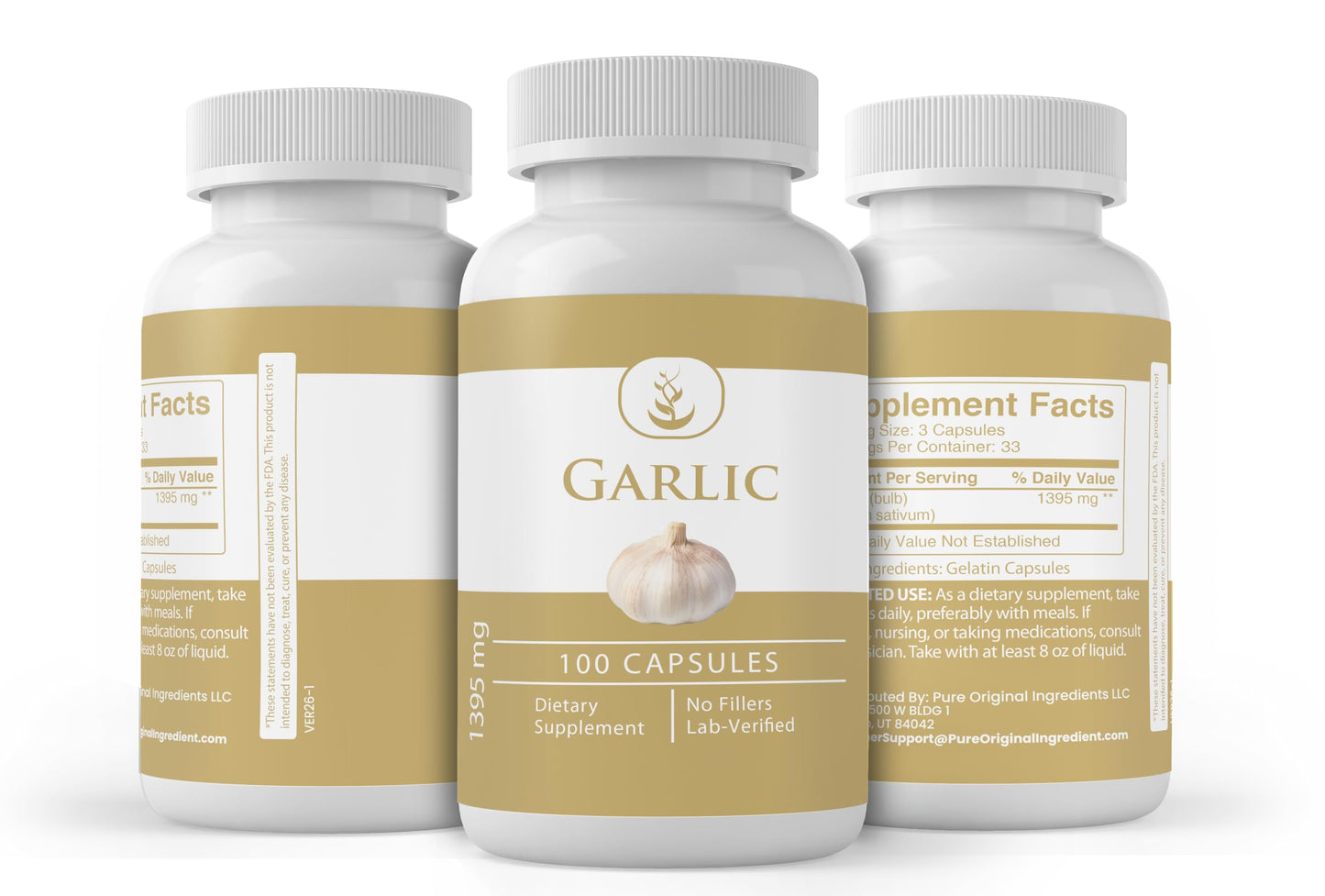 PURE ORIGINAL INGREDIENTS Garlic Capsules 100 Count