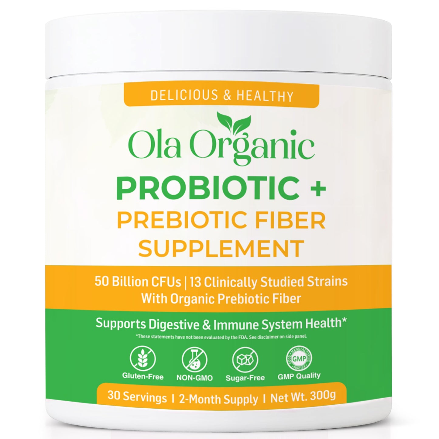 Ola Organic Probiotic Powder with Prebiotics, 10.58 oz