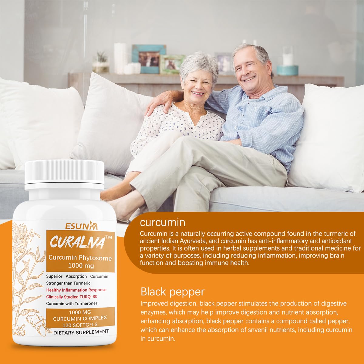 ESUNM CURALIVA Curcumin Phytosome 1000 mg Capsules, 60 Count