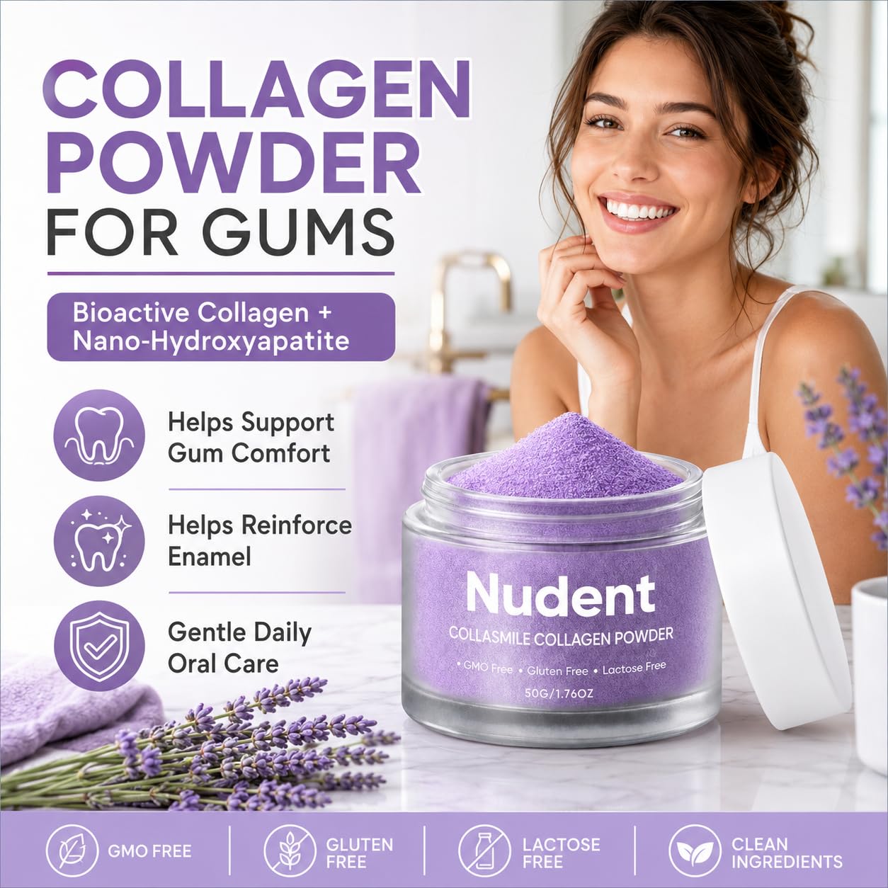 NUDENT Collasmile Collagen Powder, 1 Ounce