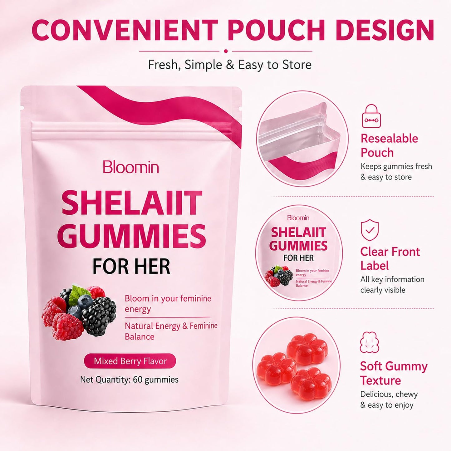 hairhalo Bloomin Shelajit Gummy 60 Gummies