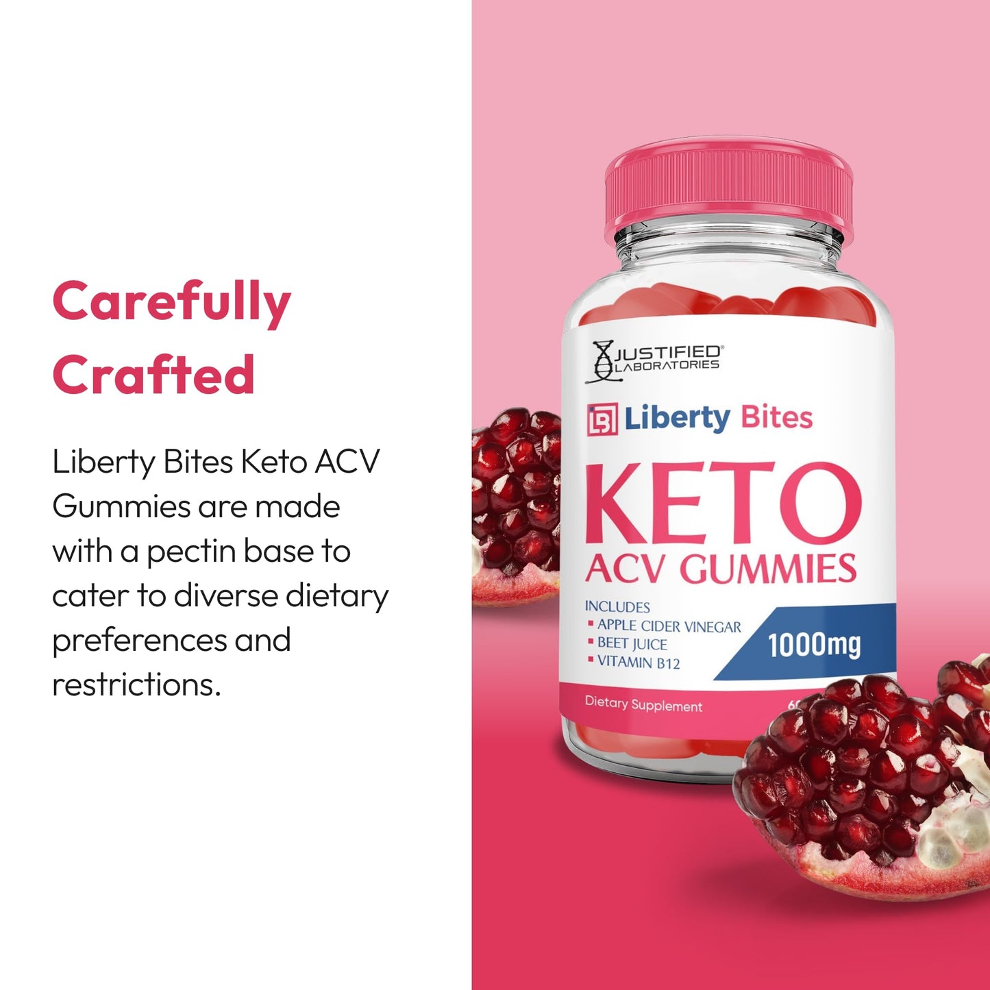 Justified Laboratories Liberty Bites Keto ACV Gummies (1000 mg) - 60 Count, Pack of 5, 300 Gummies