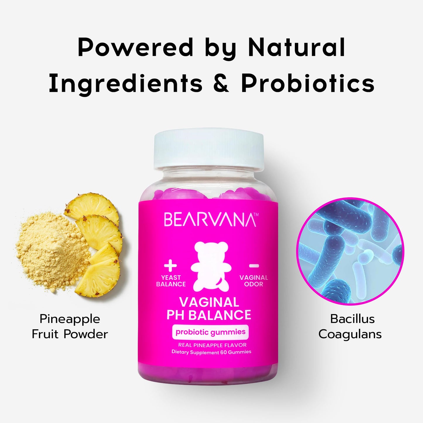 BEARVANA Vaginal pH Support & Probiotic Gummies for Women, 60 Count