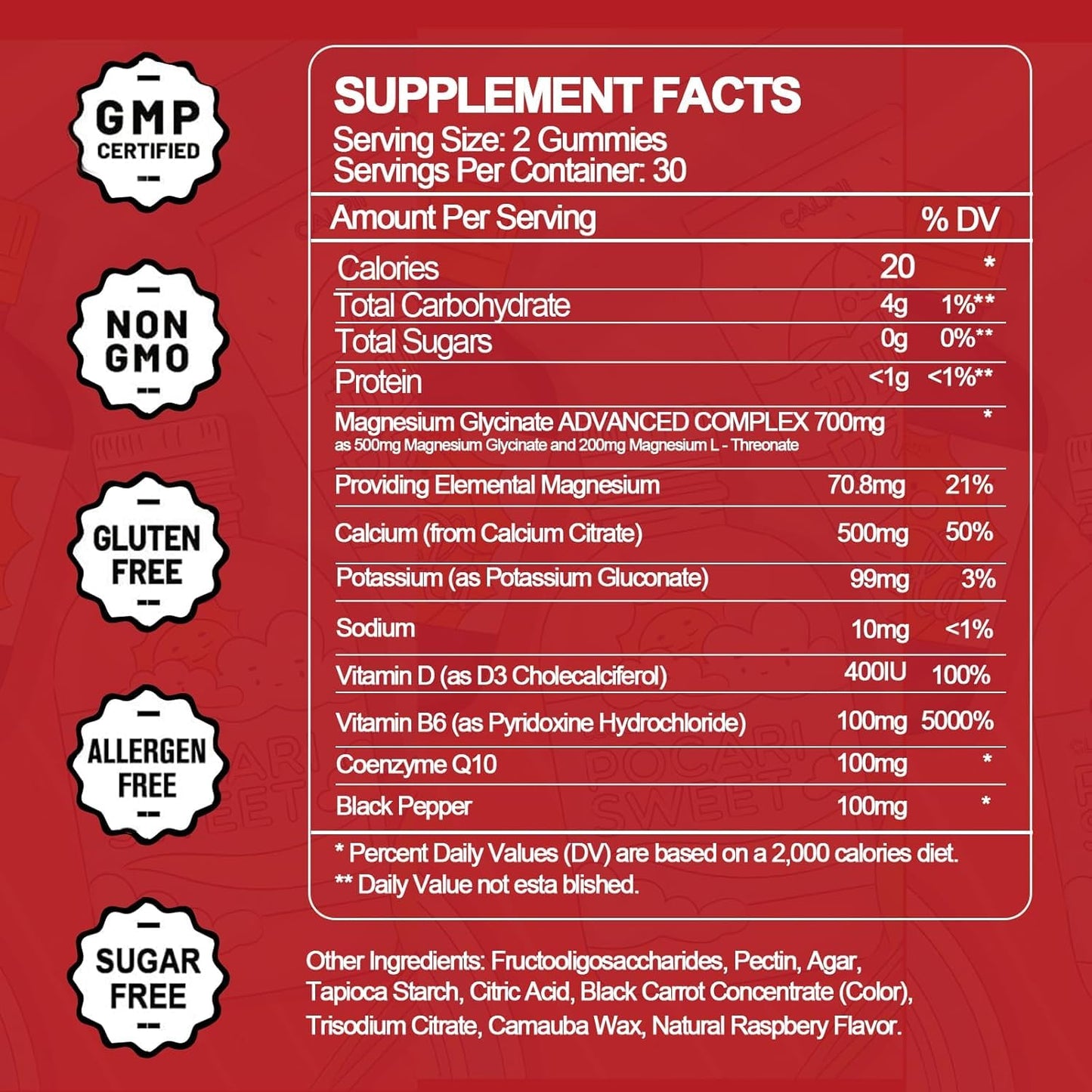 SNEDARK VitalOrganic Magnesium Glycinate Gummies 500mg, 60 Gummies