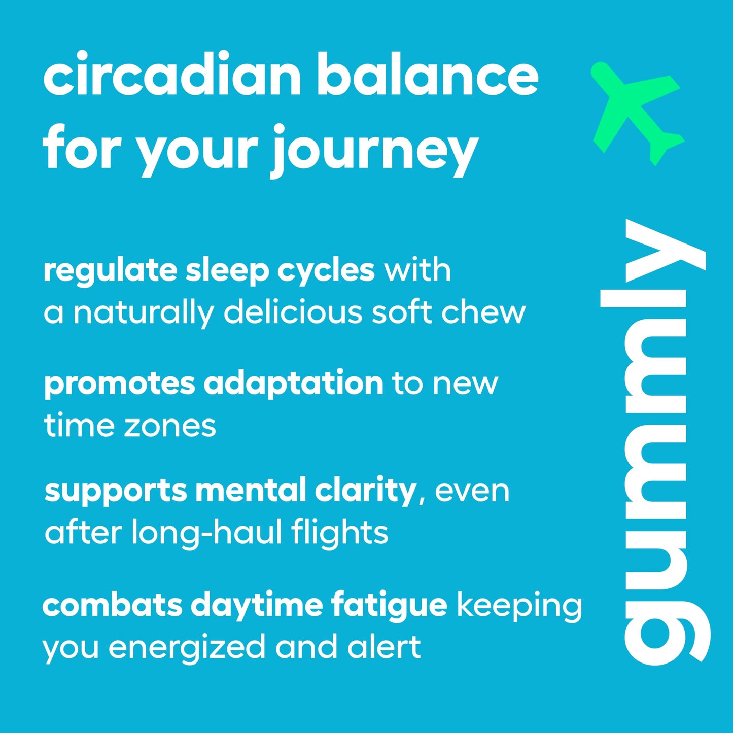Gummly Jet Lag Remedy for Travel Gummies 20 Gummies
