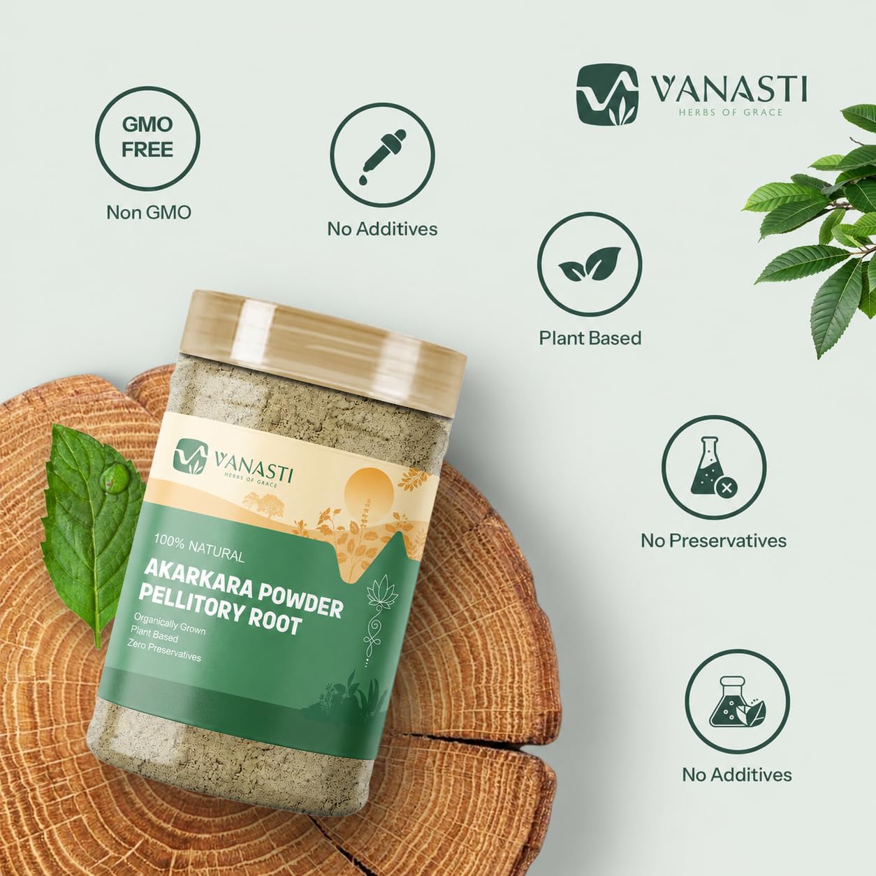 VANASTI Akarkara Powder Anacyclus Pyrethrum Pellitory Root Powder, 3.52 Ounce