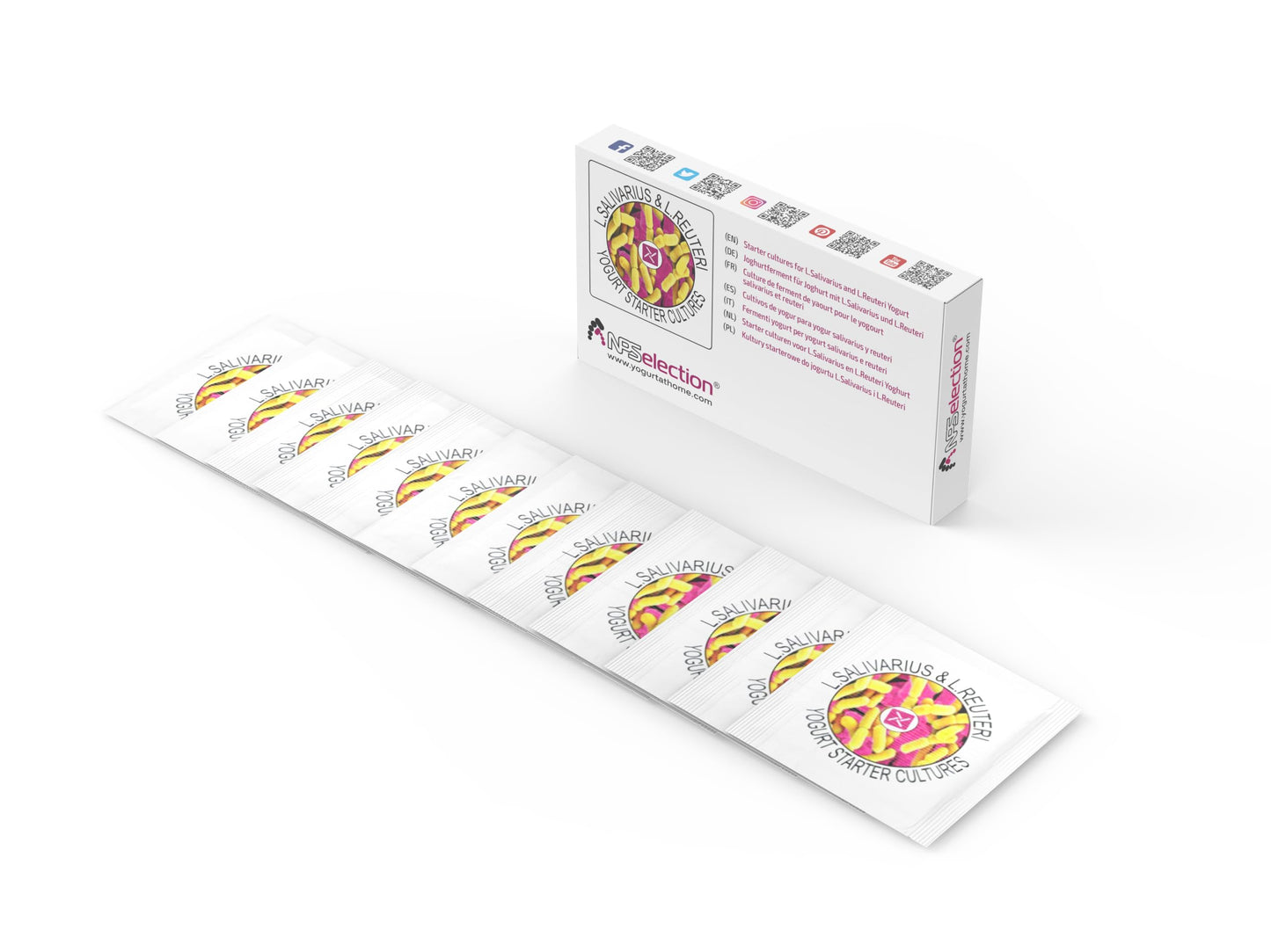 NPSelection Starter Cultures for L.Salivarius and L. Reuteri Homemade Yogurt, Powder, 0.04 (Pack of 12 sachets)