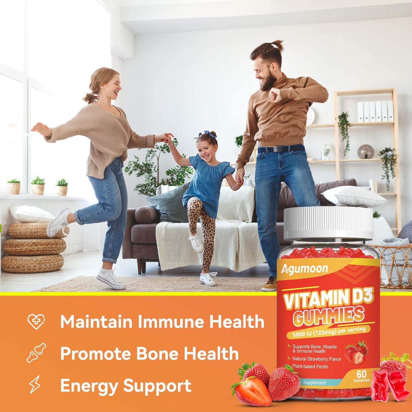 Agumoon Vitamin D3 5000 IU Gummies, 120 Count