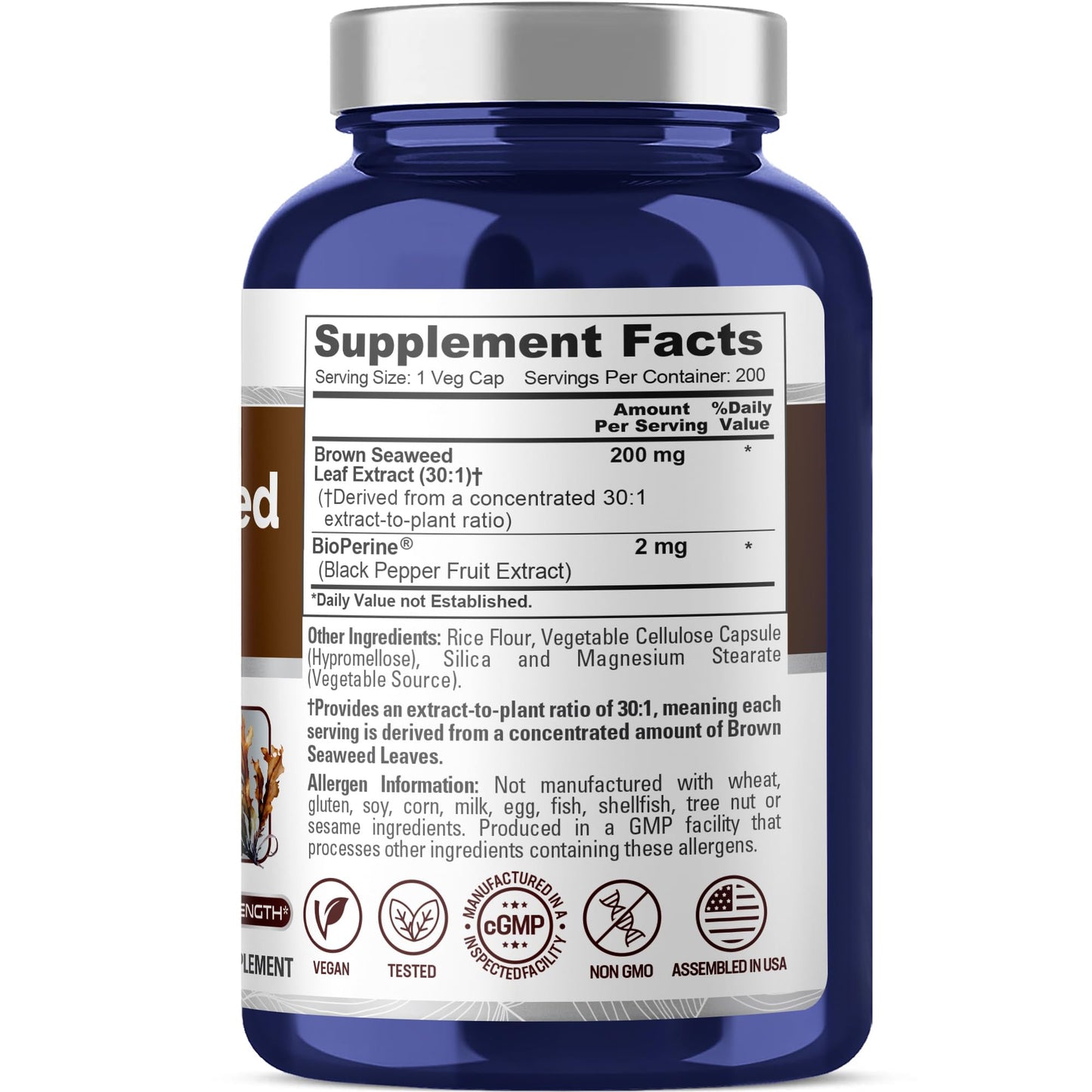 NusaPure Brown Seaweed Capsules 200 Count