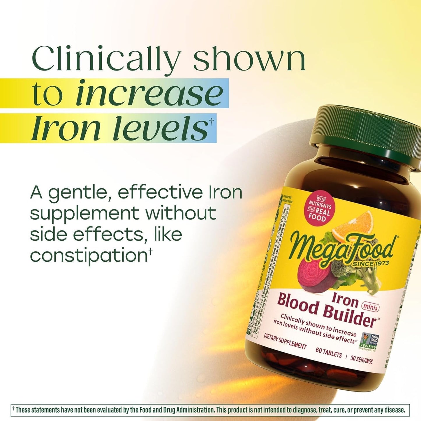 MegaFood Blood Builder Iron Supplement Tablets, 60 Count