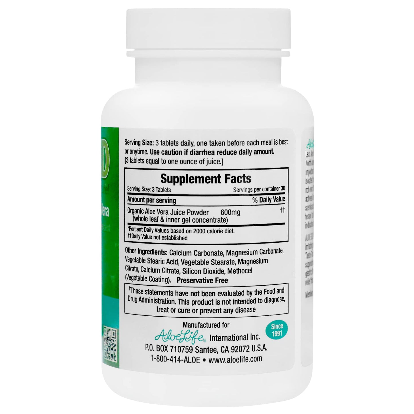 Aloe Life Aloe Gold Immune System Support and Healthy Herbal Bitter for Natural Digestive Aid, Energy and Body Wellness, Certified Organically Grown Whole Leaf Aloe Vera 90 Tablets