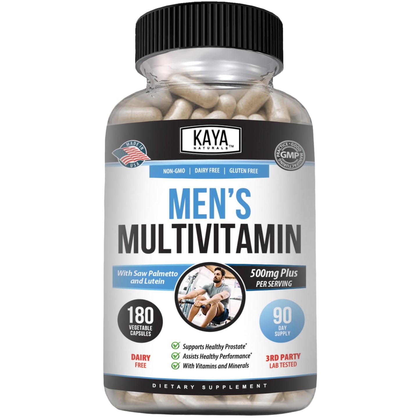 Kaya Naturals Multivitamin for Men Prostate Support Capsule, 180 Count
