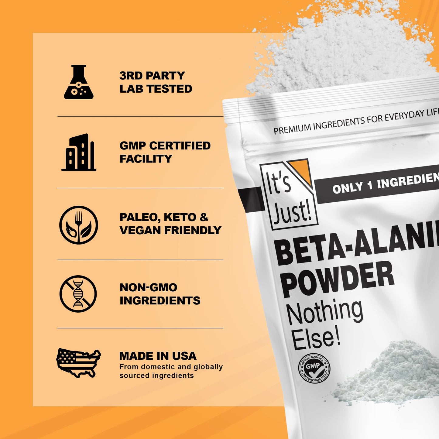 It's Just! Beta-Alanine Powder Pre-Workout Supplement, 8.8 oz