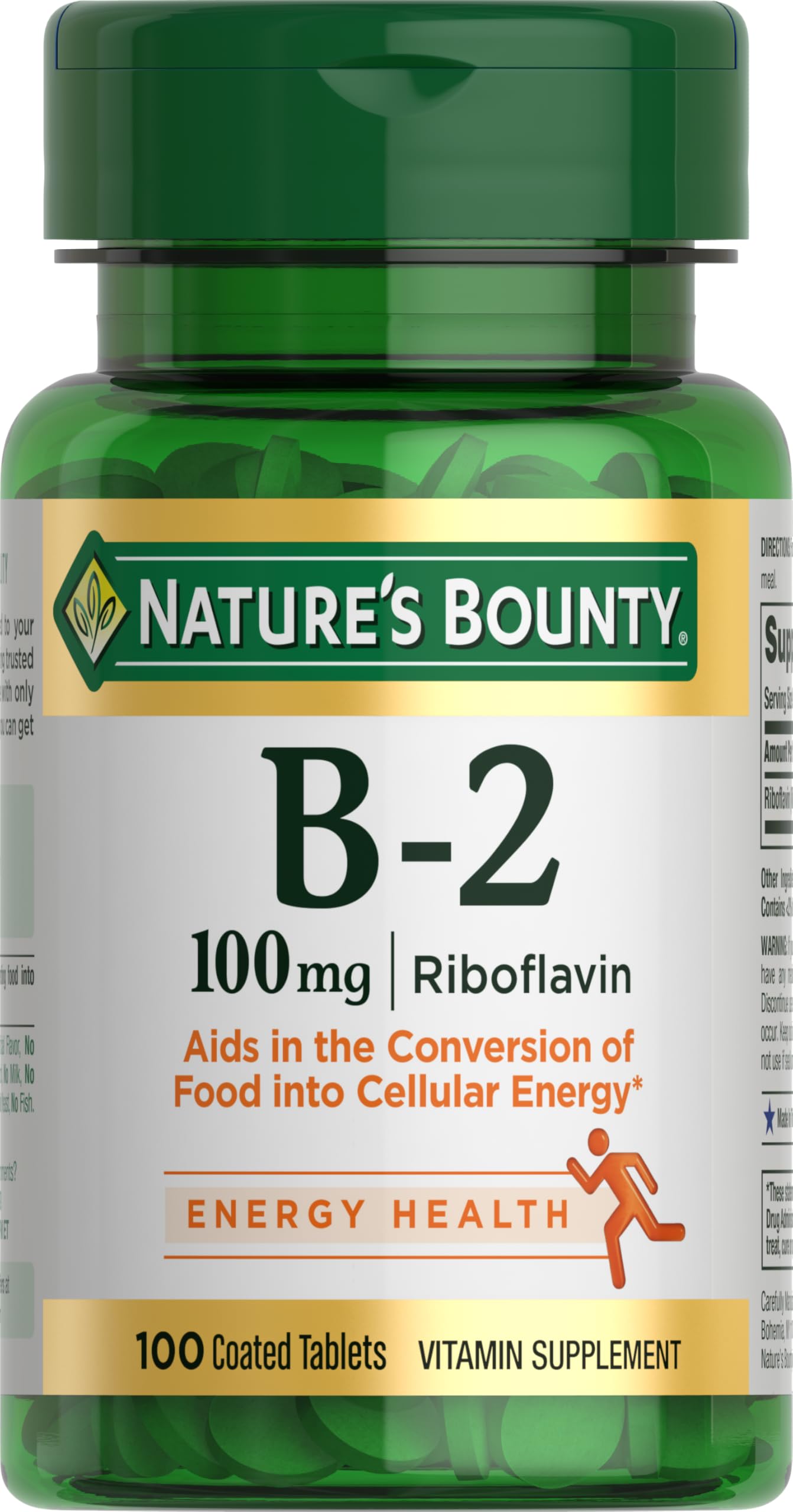 Nature's Bounty Vitamin B-2 100mg Tablet, 100 Count