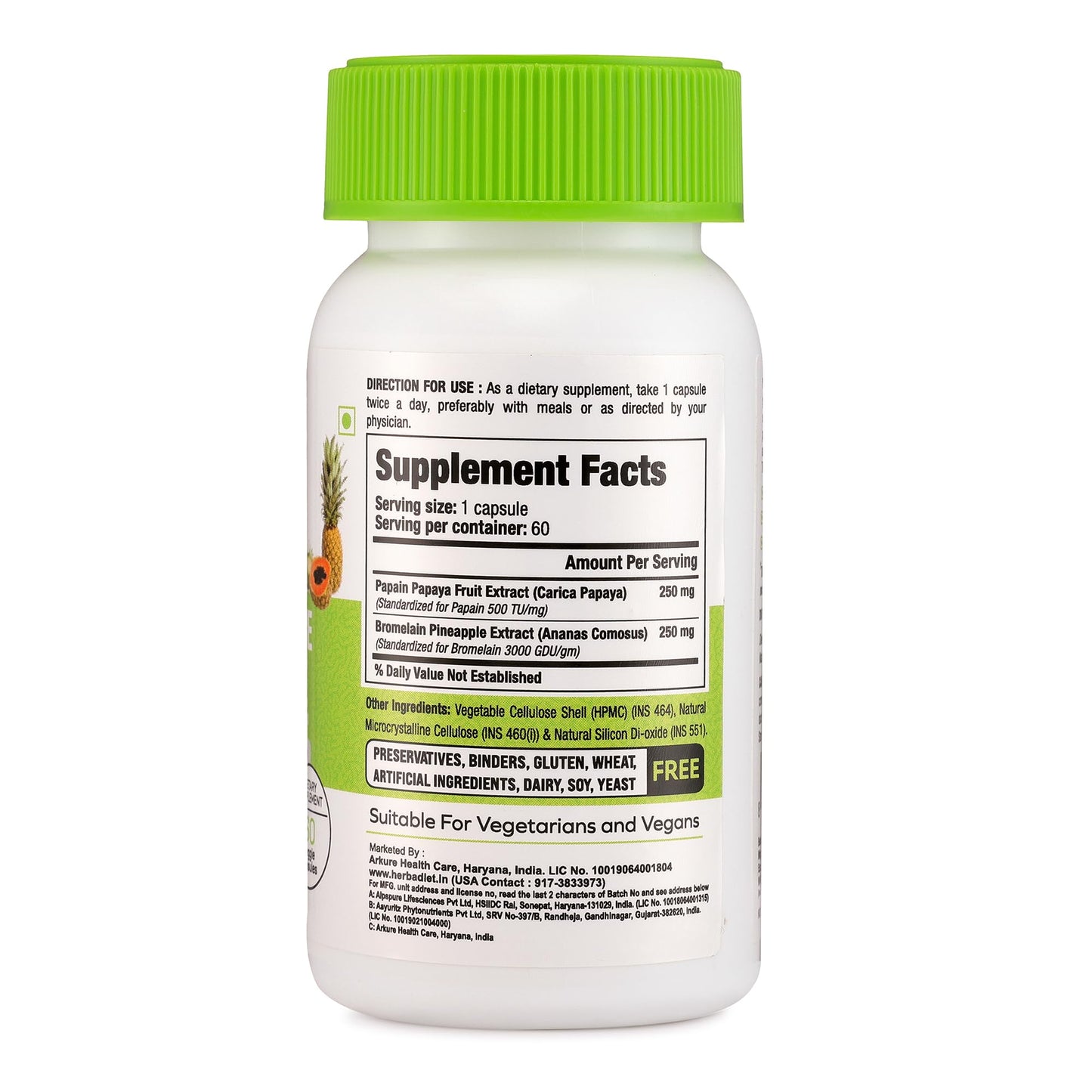Herbadiet Digestive Enzyme Supplements Capsules, 60 Capsules