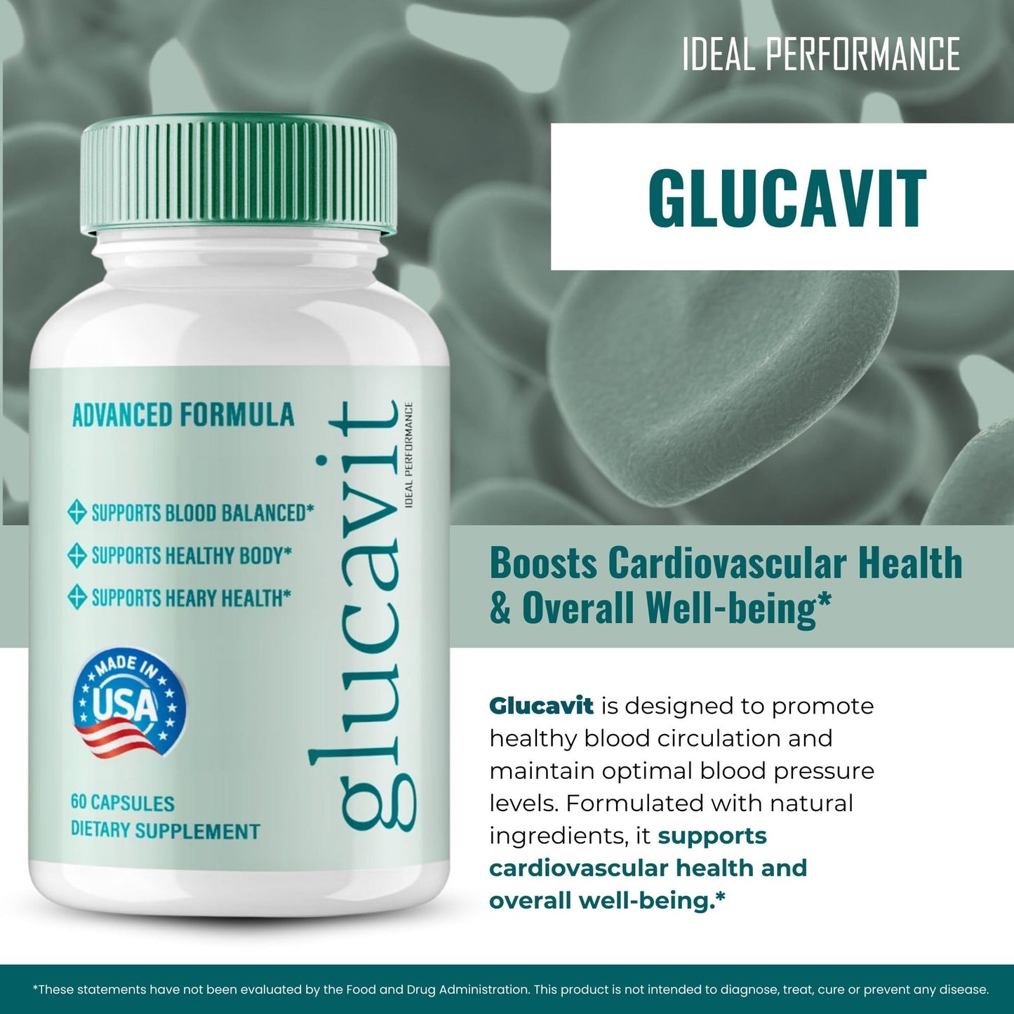 IDEAL PERFORMANCE Glucavit Advanced Blood Formula 120 Capsules