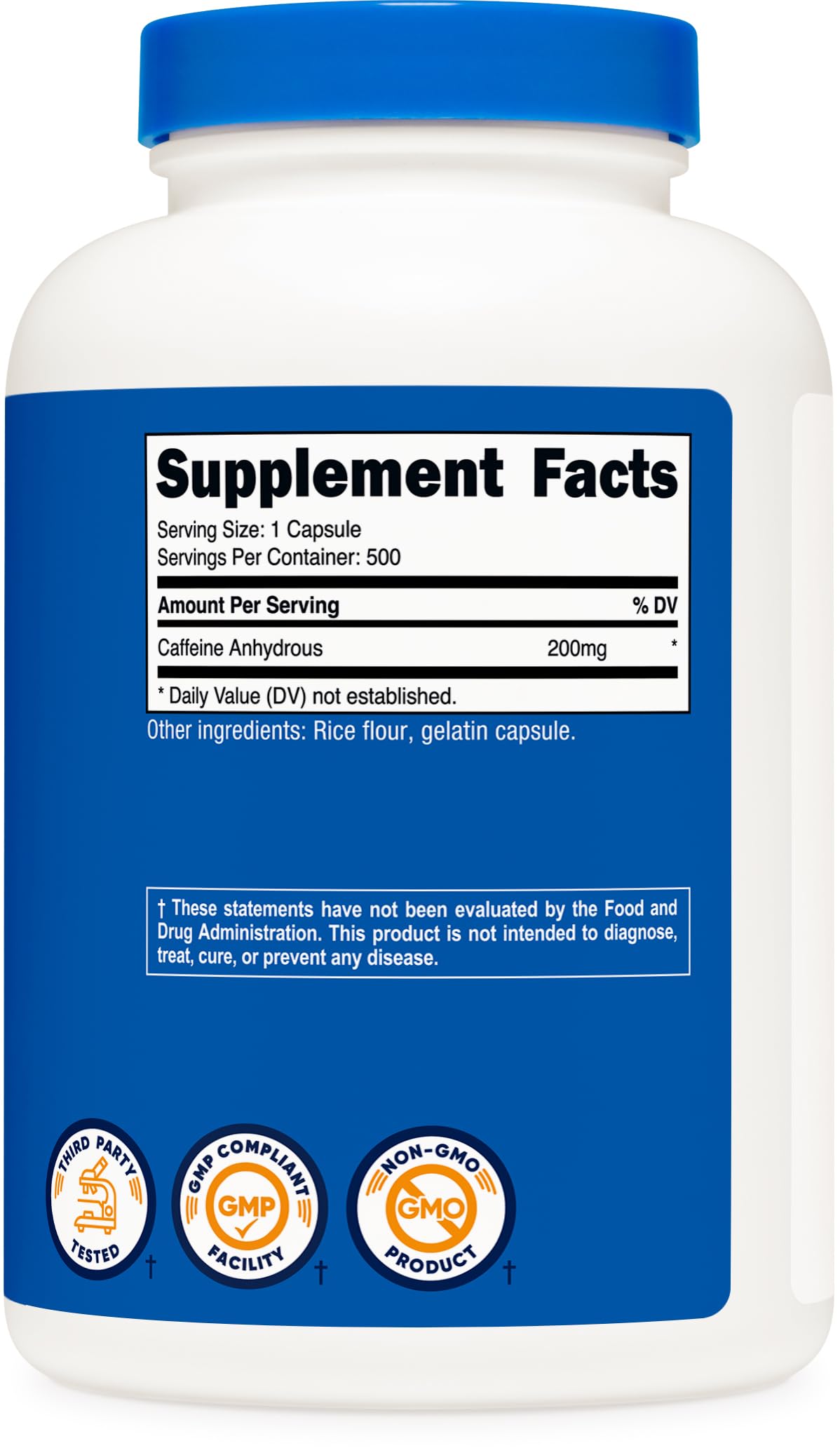 Nutricost Caffeine Pills 200mg Capsules, 1500 Capsules