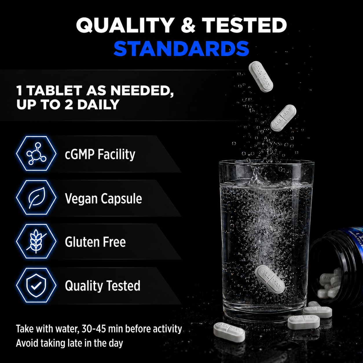ALLMAX Caffeine Tablets 200 mg, 100 Count