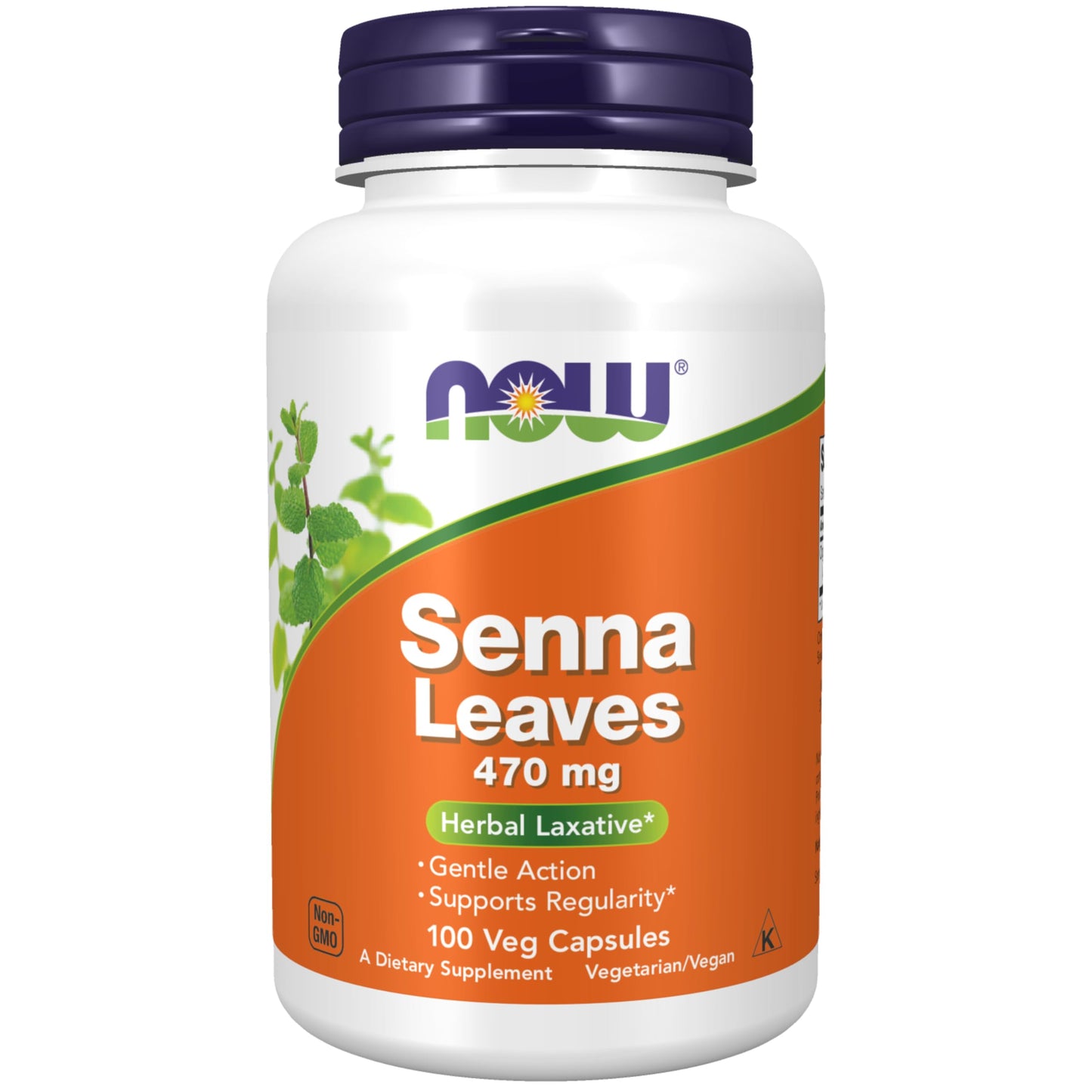 NOW Foods Senna Leaves (Cassia angustifolia) 470 mg Capsules, 100 Count