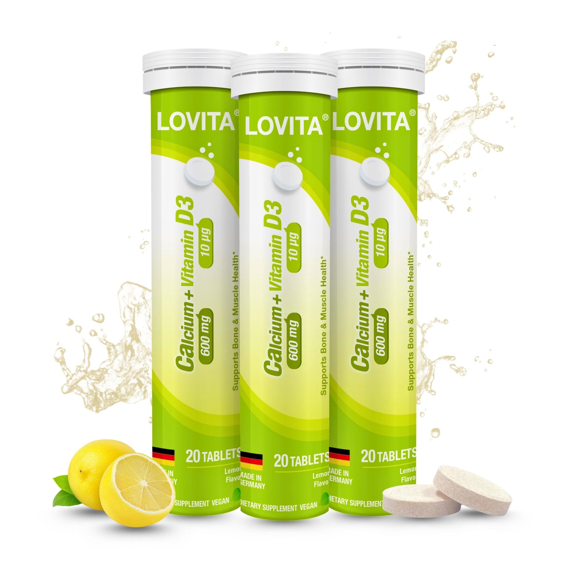LOVITA Calcium + VIT D3 Effervescent Tablets, 60 Tablets