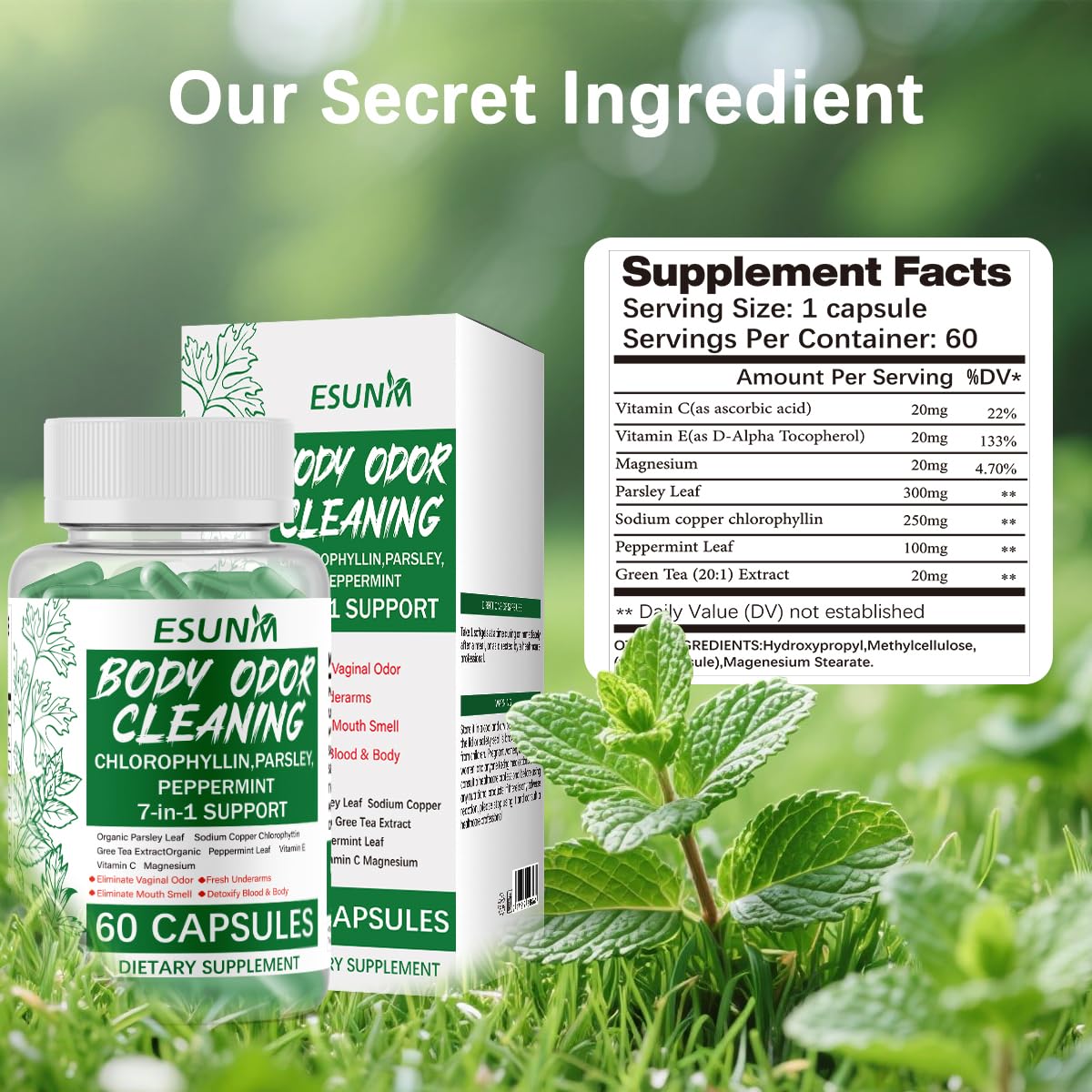 ESUNM Chlorophyll Capsules 650 mg, 60 Count