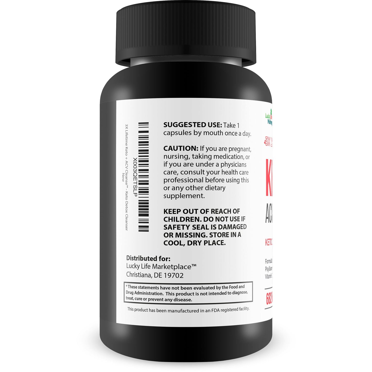 Generic 3X Lifetime Keto + ACV Cleanse Capsule, 1 Count