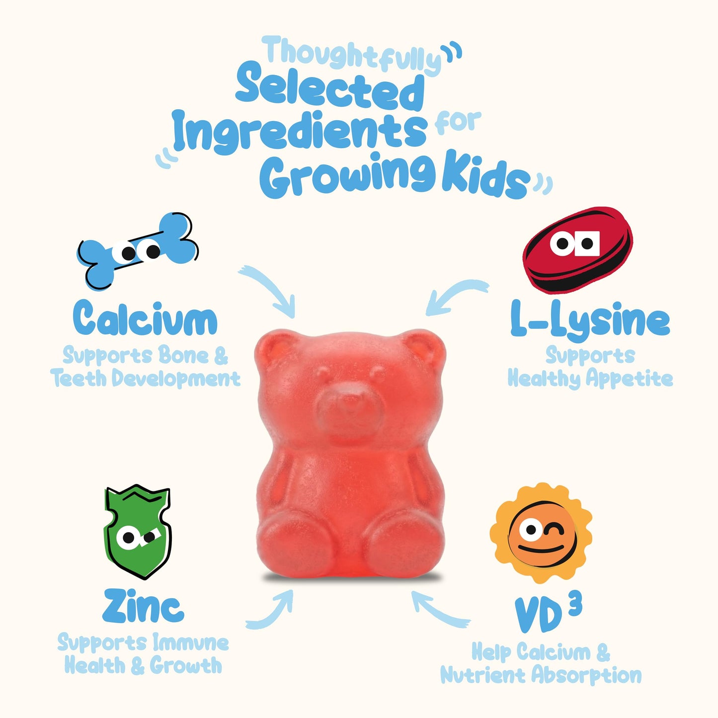 AmpUp Sugar Free Growth Supplement for Kids & Teens Gummy, 70 Count