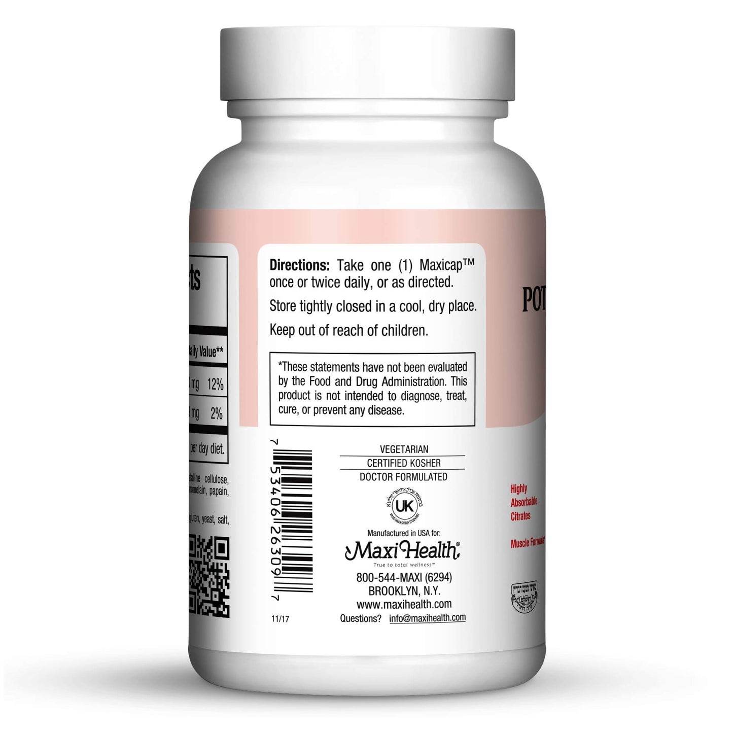 Maxi Health Potassium Magnesium - Energy Support - Heart & Muscle Formula 90 Capsules