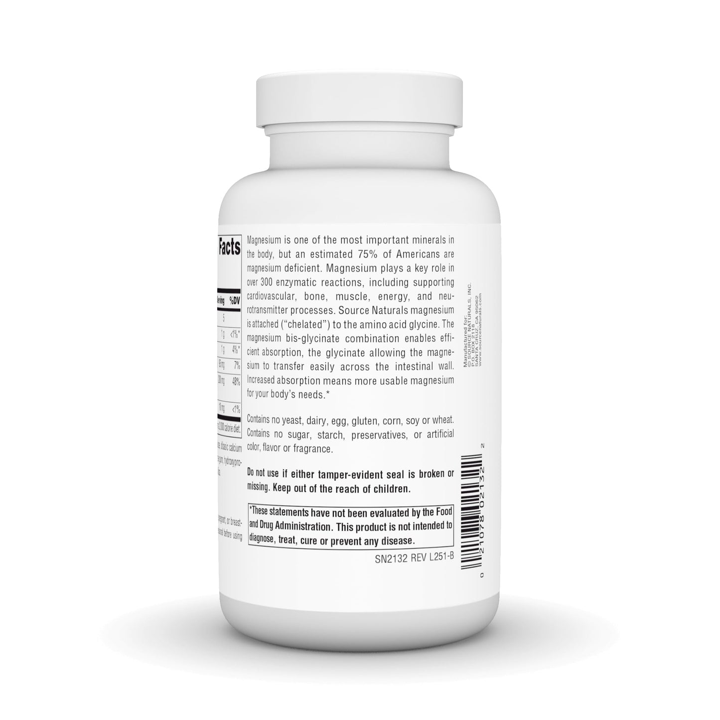 Source Naturals Magnesium Bis-Glycinate Tablet, 120 Tablets