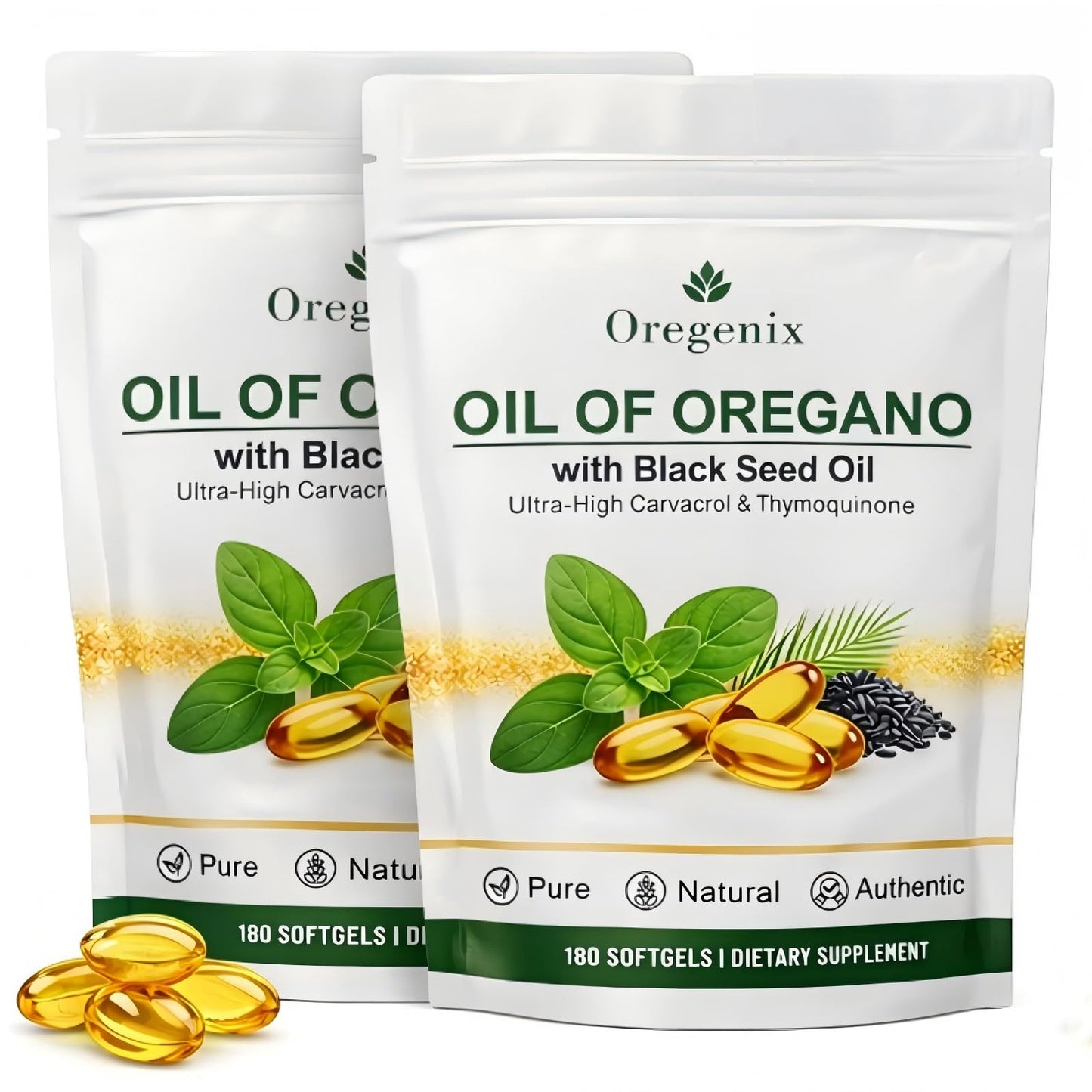 Oregenix Oil of Oregano with Black Seed Oil Softgels, 360 Softgels