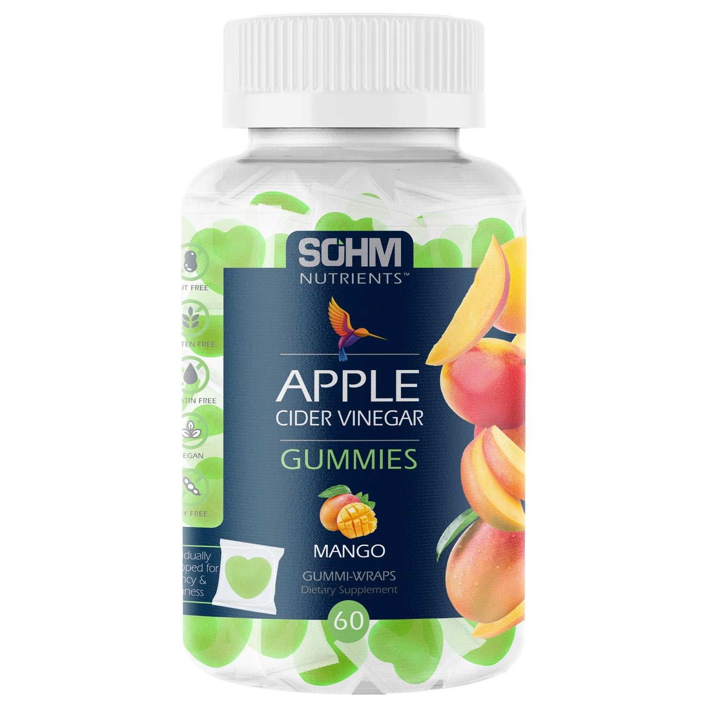 SOHM ADDS LIFE TO LIVES Apple Cider Vinegar Gummies 500 mg, 60 Gummies