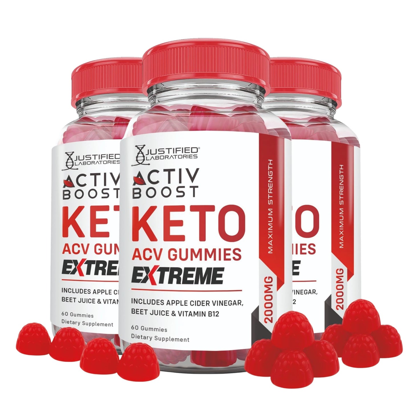 Justified Laboratories Activ Boost Keto ACV Gummies Extreme (2000 mg) 180 Gummies