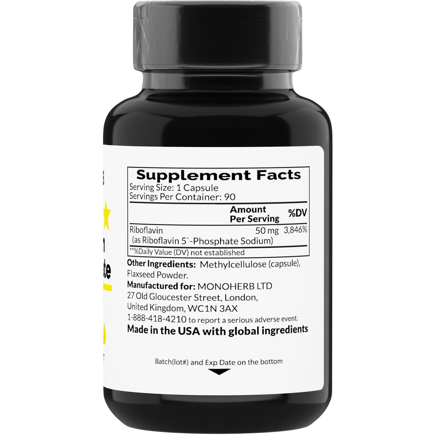 MONOHERB Riboflavin 5'-Phosphate 50 mg Capsule 90 Count
