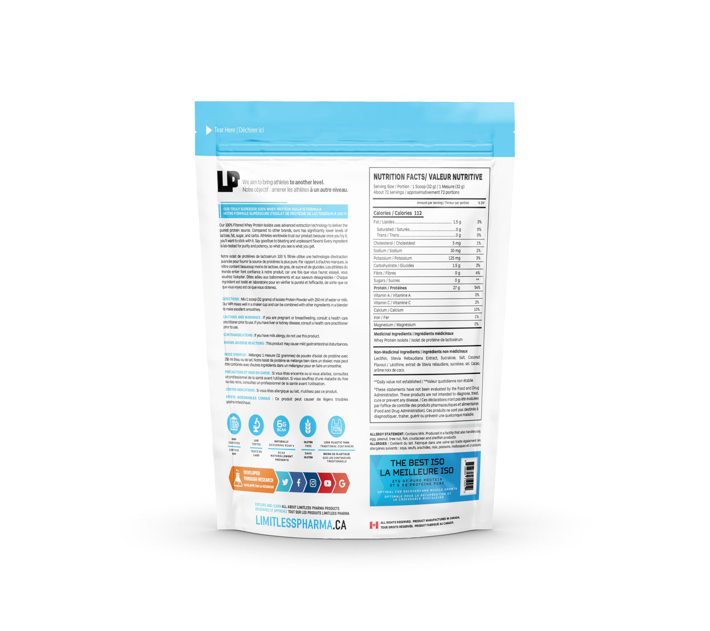 Limitless Pharma Pure Whey Isolate Powder 80 Servings