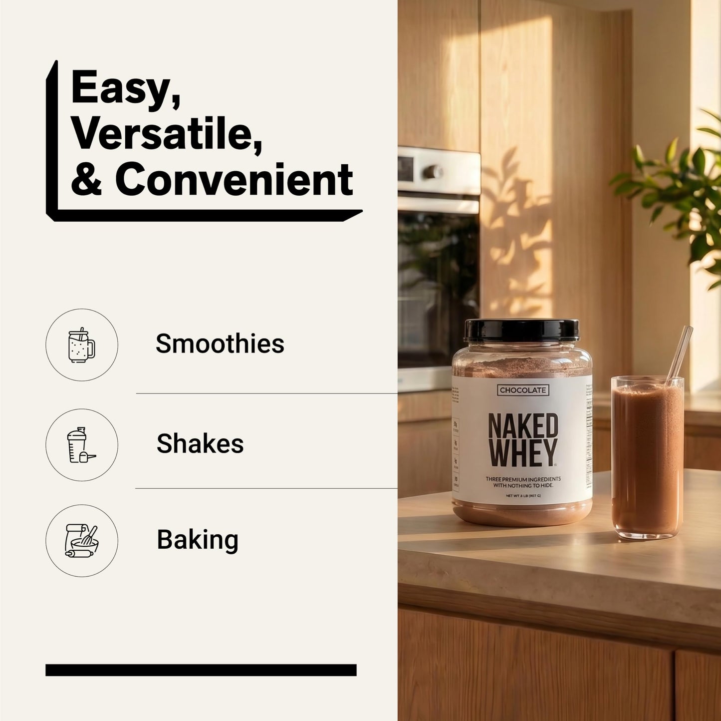 NAKED Whey Chocolate Protein Powder, 32 Servings