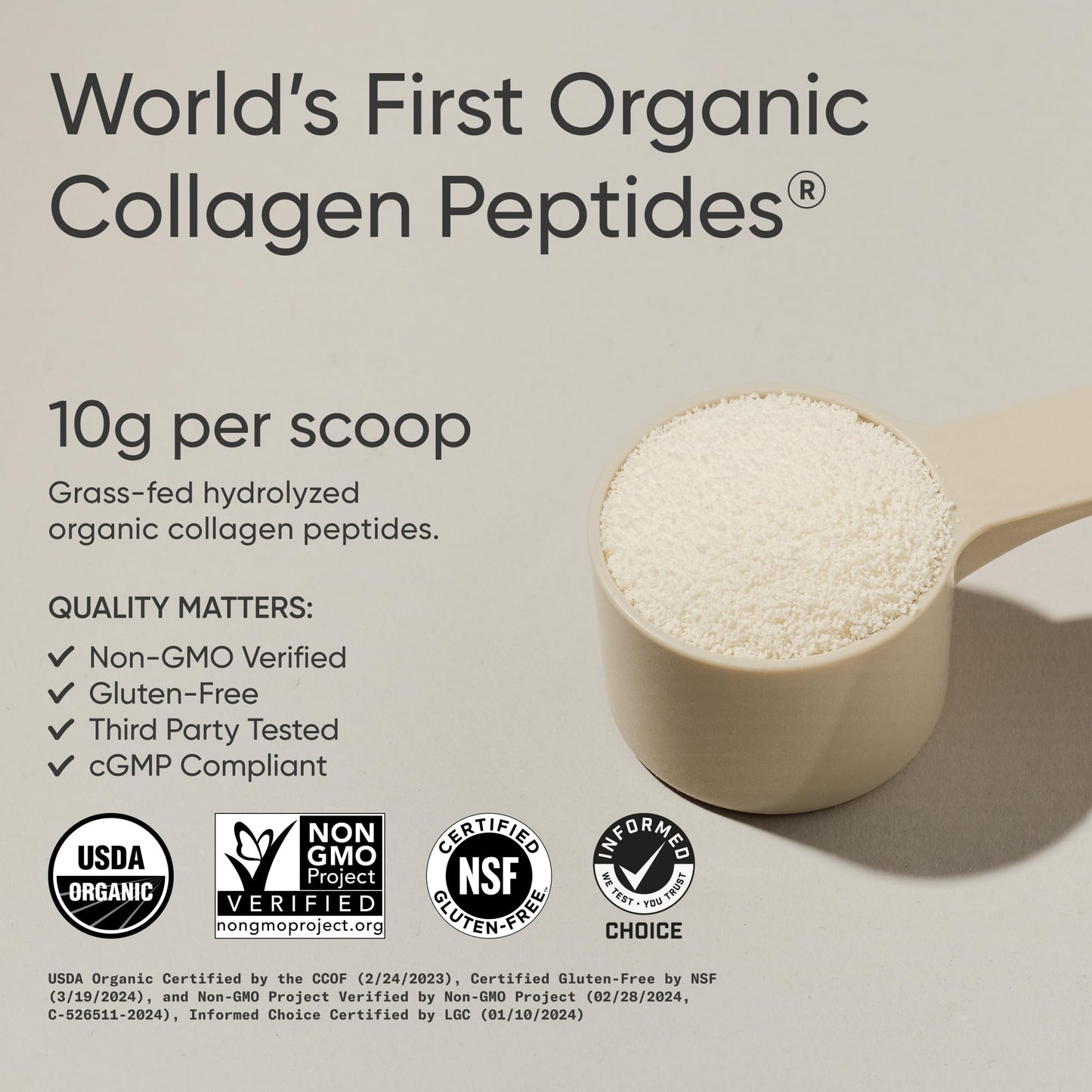 Sports Research Organic Collagen Peptides - Hydrolyzed Type I & III Collagen Protein Powder 10.58 Ounce