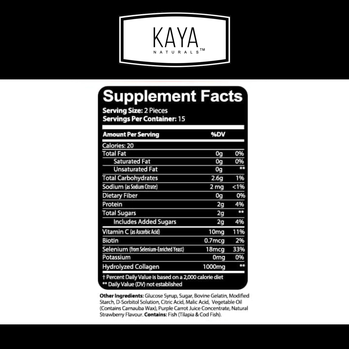 Kaya Naturals Collagen Gummies for Men & Women Supplement Gummy 30 Count
