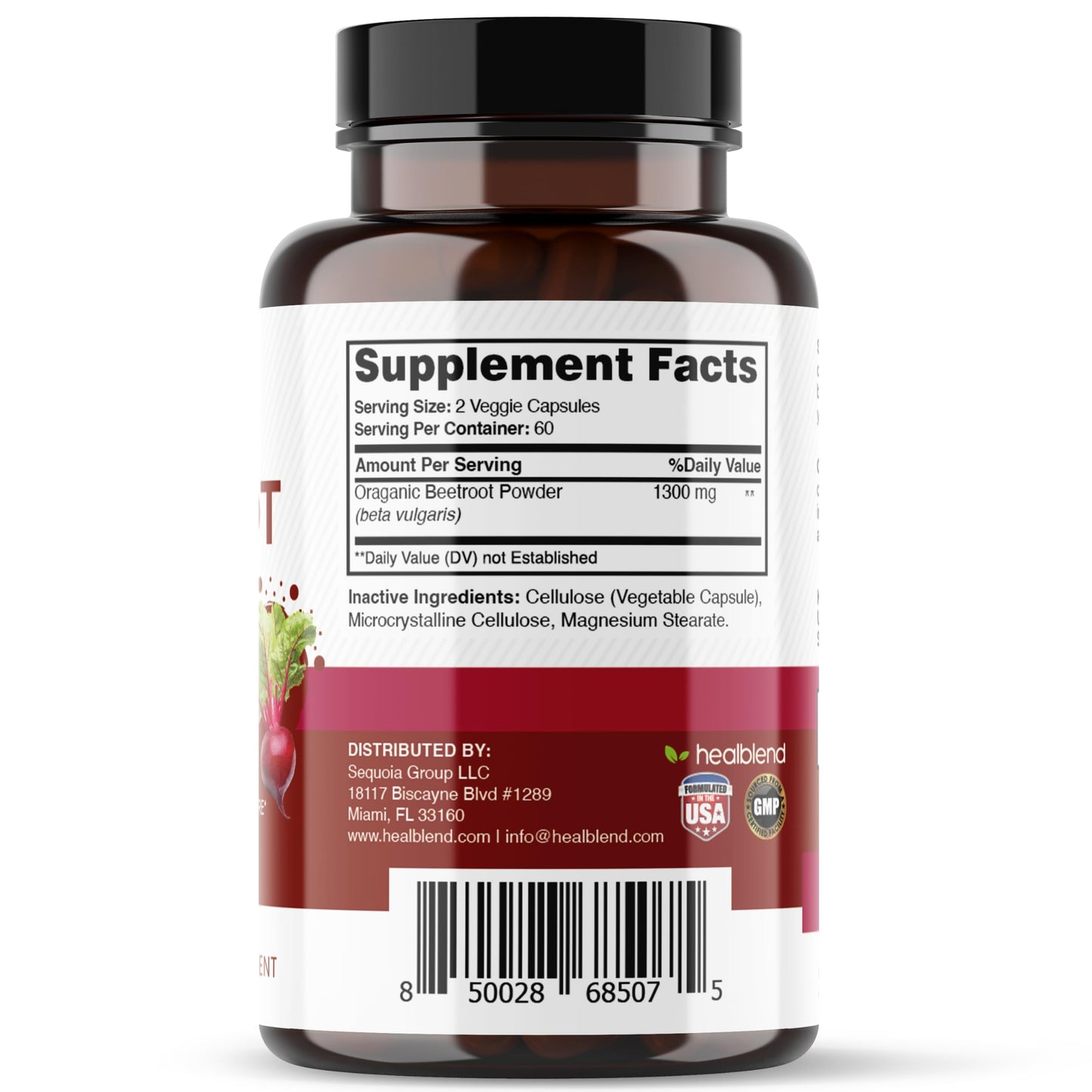 Healblend Organic Nitric Oxide Beet Root Capsules 1300mg, 360 Capsules